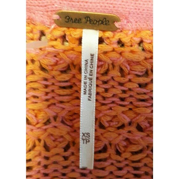 Free People Sweater Womens XS Open Stitch V-Neck Oversized Pullover Tunic Summer - Picture 6 of 8